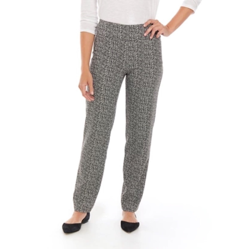 New‎ Directions Black Printed Millennium Pull On Dress Pants 8